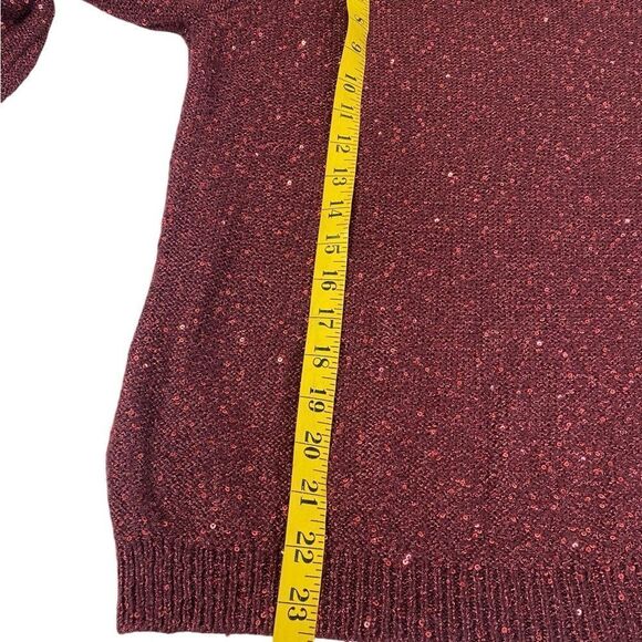 ANA L burgundy red sweater with tiny sparkly sequins and a bow tie in back - Picture 8 of 9